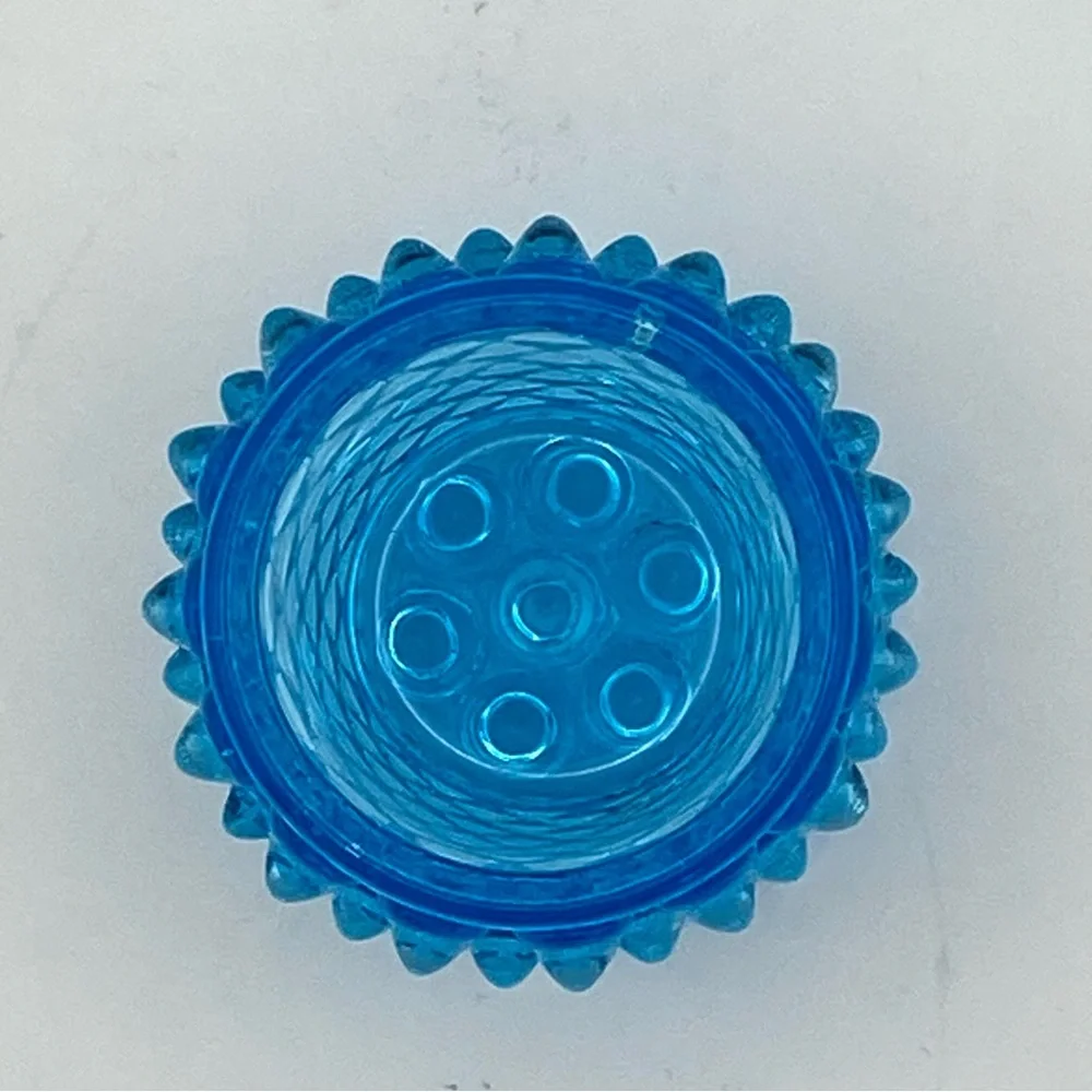 Vintage Aqua Blue Hobnail Toothpick Holder 2.5” Bumpy Pressed Glass Small Chip